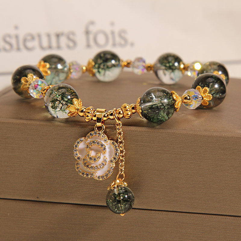 Green Ghost Crystal Bracelet Female Rose Pendant