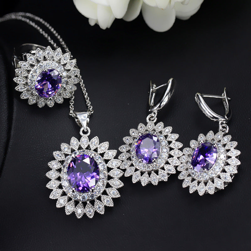 SUNFLOWER Sets Of Chain Bride Zircon Set