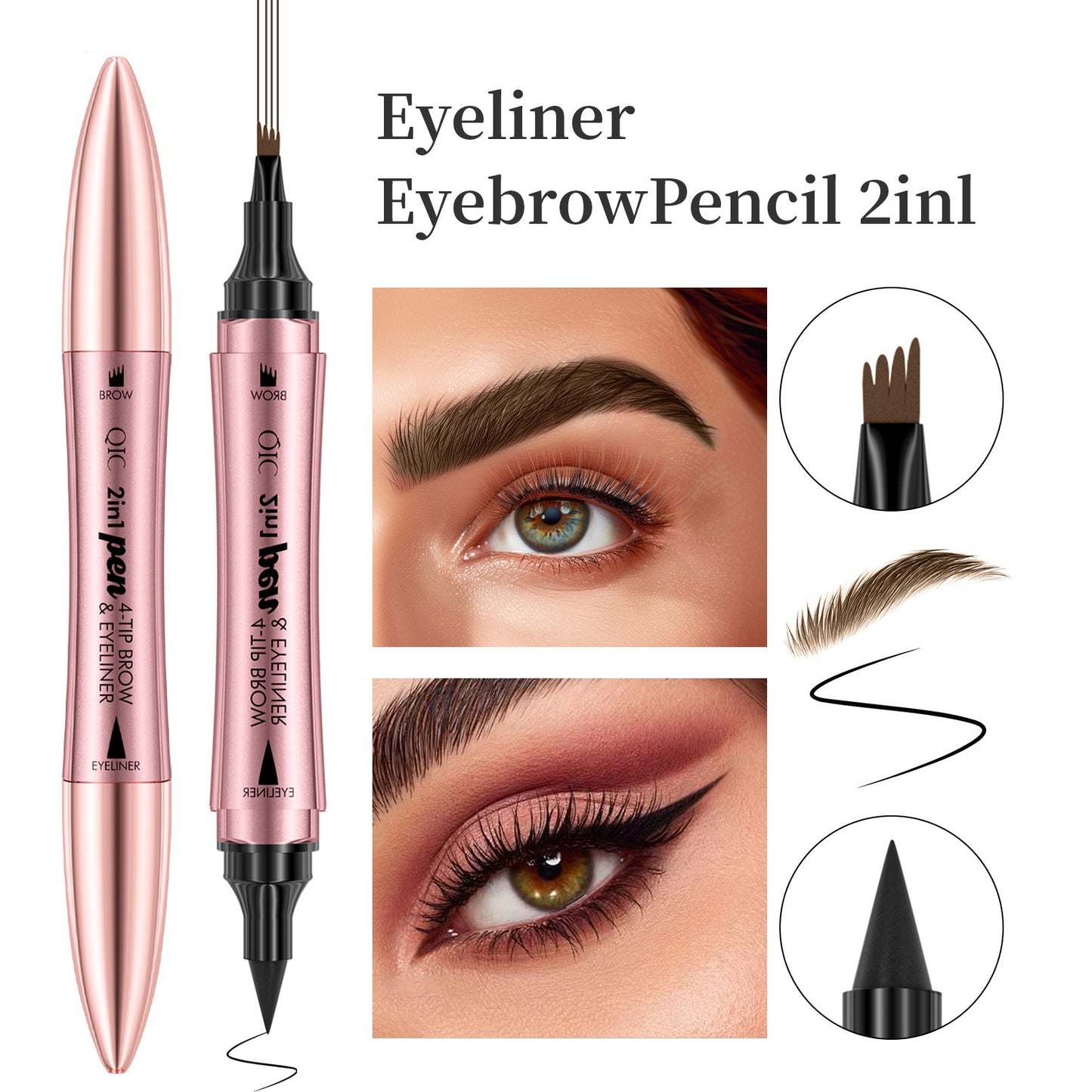 2-in-1 Eyebrow Pencil & Eyeliner – Dual-Headed 3D Micro-Carved Four-Fork Liquid Brow Pen