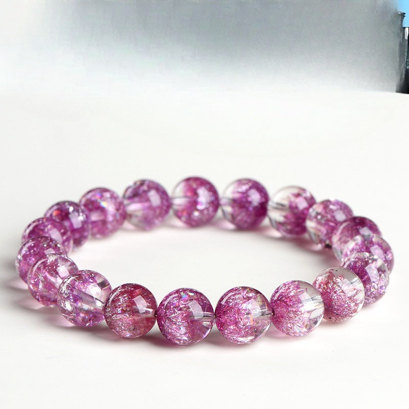 Purple Colorful Super Seven Fireworks Flashing Scattered Beads Bracelet
