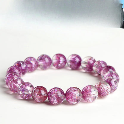 Purple Colorful Super Seven Fireworks Flashing Scattered Beads Bracelet