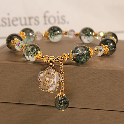 Green Ghost Crystal Bracelet Female Rose Pendant