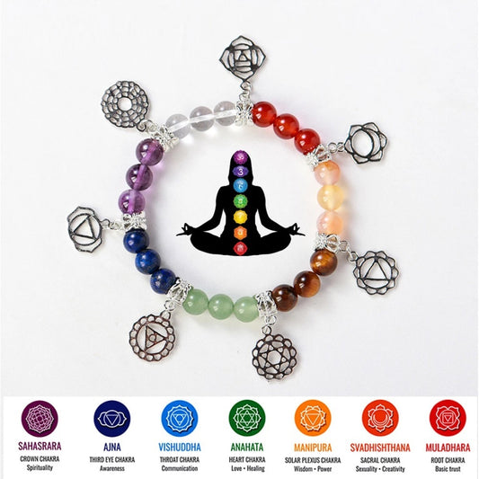 Natural Gemstone Silver Plated Rainbow Color Bracelet