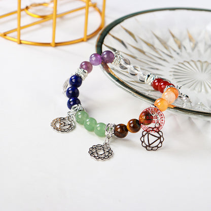 Natural Gemstone Silver Plated Rainbow Color Bracelet