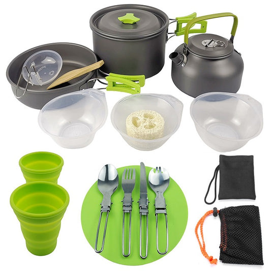 Outdoor Camping Cookware & Tableware Set – Lightweight Folding Cooking Gear for Hiking & Picnic