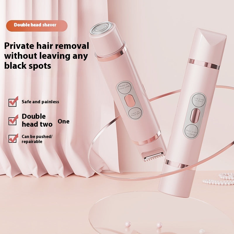 Dual-Head Electric Shaver for Women – Painless Epilator & Bikini Trimmer for Face, Legs & Underarms
