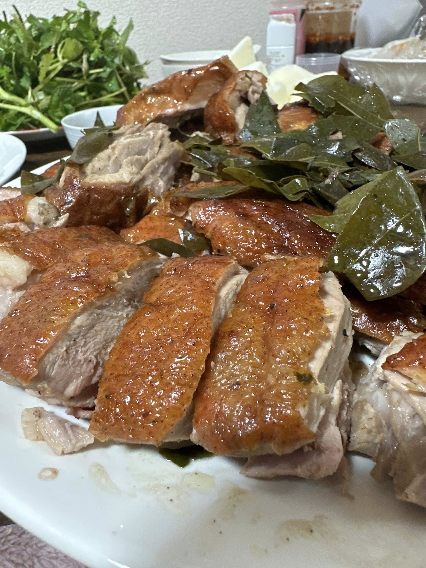 Roasted duck at the restaurant
