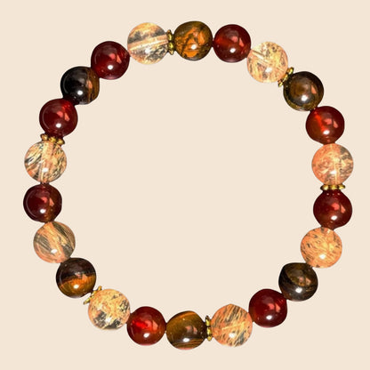 Natural Tigereye Beaded Crystal Bracelet