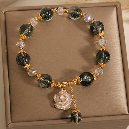 Green Ghost Crystal Bracelet Female Rose Pendant