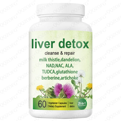 Liver Detox Capsule Milk Thistle Dandelion Nad Berbering Support Breath System 60 Count