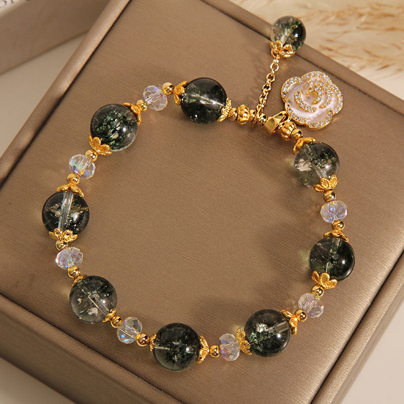 Green Ghost Crystal Bracelet Female Rose Pendant