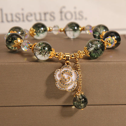 Green Ghost Crystal Bracelet Female Rose Pendant