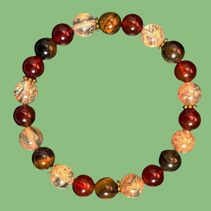Natural Tigereye Beaded Crystal Bracelet