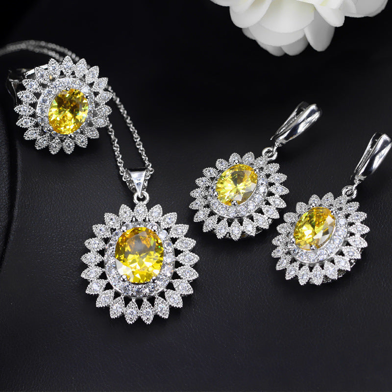 SUNFLOWER Sets Of Chain Bride Zircon Set