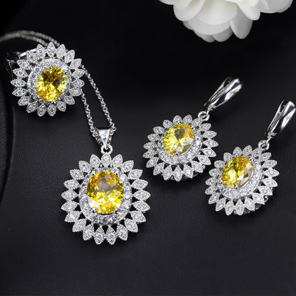 SUNFLOWER Sets Of Chain Bride Zircon Set