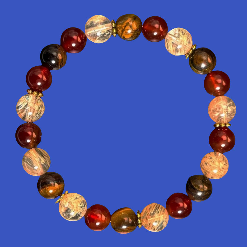 Natural Tigereye Beaded Crystal Bracelet