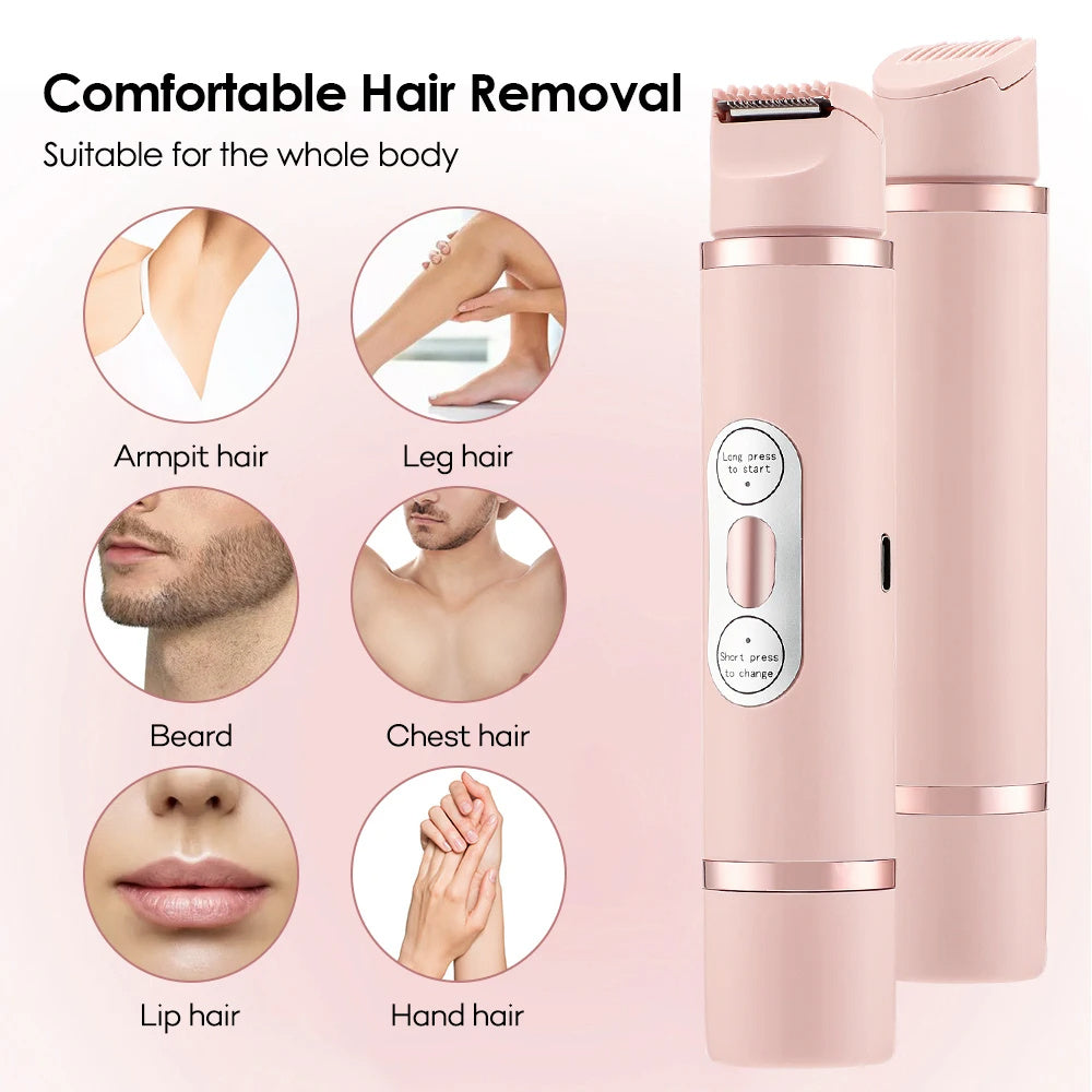 Dual-Head Electric Shaver for Women – Painless Epilator & Bikini Trimmer for Face, Legs & Underarms