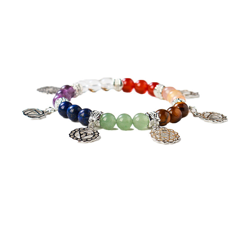 Natural Gemstone Silver Plated Rainbow Color Bracelet