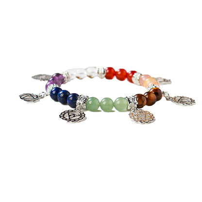 Natural Gemstone Silver Plated Rainbow Color Bracelet
