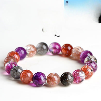 Purple Colorful Super Seven Fireworks Flashing Scattered Beads Bracelet