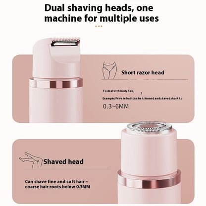 Dual-Head Electric Shaver for Women – Painless Epilator & Bikini Trimmer for Face, Legs & Underarms