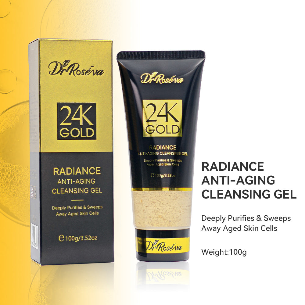 DR.ROSEVA 5Pcs 24K Gold Radiance Luxury Set Brightening & Firming Skincare Gift Box With Hyaluronic Acid Niacinamide Serum