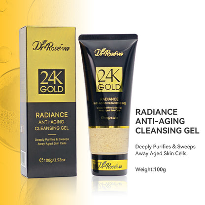 DR.ROSEVA 5Pcs 24K Gold Radiance Luxury Set Brightening & Firming Skincare Gift Box With Hyaluronic Acid Niacinamide Serum