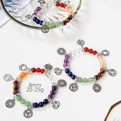 Natural Gemstone Silver Plated Rainbow Color Bracelet